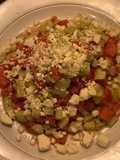 Easy Cheese Watermelon 🍉 & Cucumber Salad with feta cheese tossed in Italian dressing
