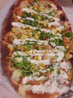 A picture of Vegetable and Chicken Shawarma Pizza.