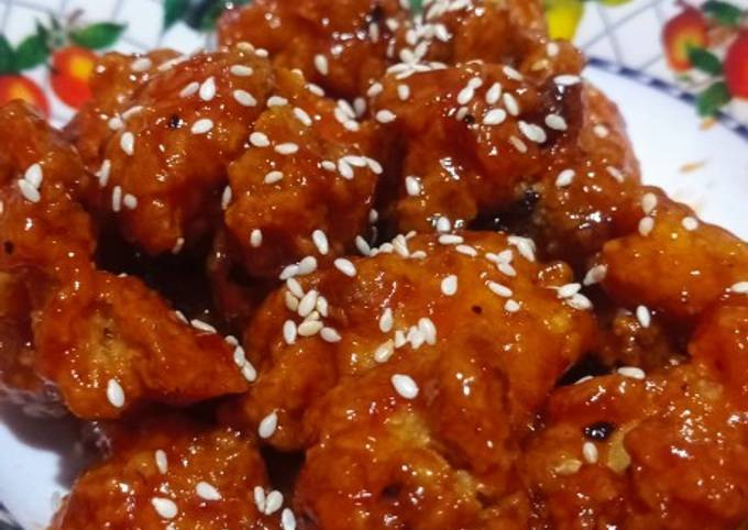 Resep Korean Spicy Chicken (ayam pedas korea) ala ala., Enak