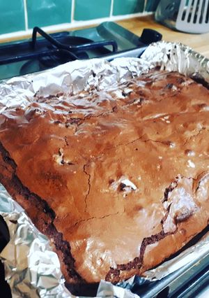 A picture of Chocolate Oreo brownies!!!.