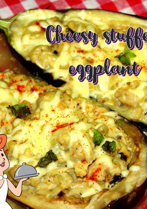 A picture of Cheesy stuffed eggplant.
