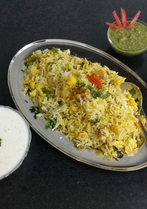 A picture of Hyderabadi Vegetable Biryani.