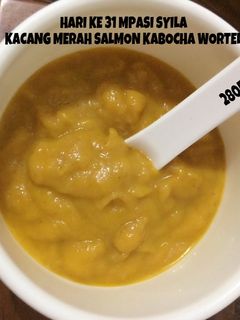 Foto resep Mpasi 6m 4* kacang merah salmon kabocha wortel