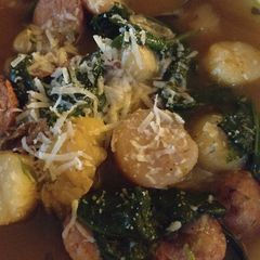 A picture of Sausage and potato soup.