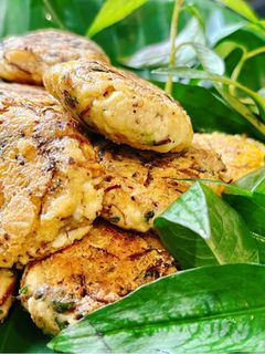 Hình của món Chả đậu hũ chà bông nấm.