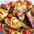 Muslos de pollo al horno con guarnición