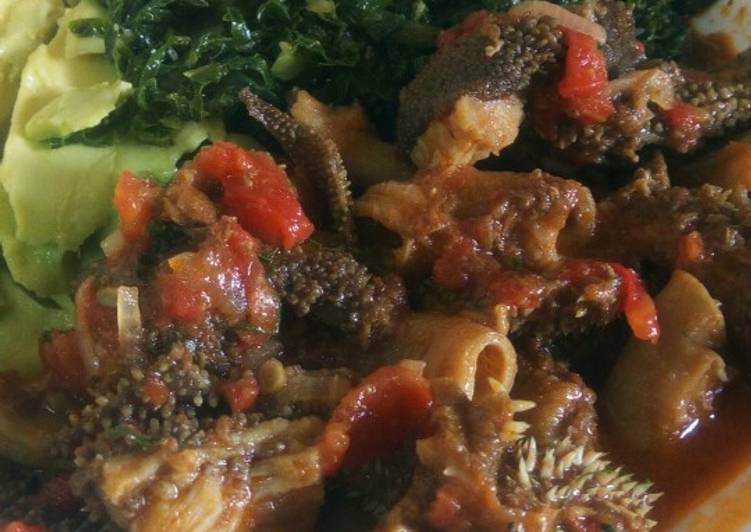 Recipe of Super Quick Homemade Stripes (matumbo) wet fry with greens