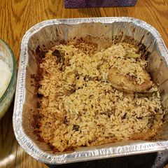 A picture of Pork Chops and Rice.