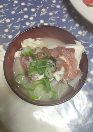 A picture of Tai Fish Head Soup with Sashimi or Sushi.