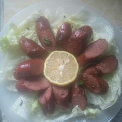 A picture of Smoked Chicken sausage slices #teamcontest#pentachefs# appetizer.