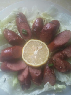 A picture of Smoked Chicken sausage slices #teamcontest#pentachefs# appetizer.