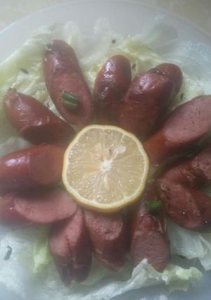 A picture of Smoked Chicken sausage slices #teamcontest#pentachefs# appetizer.