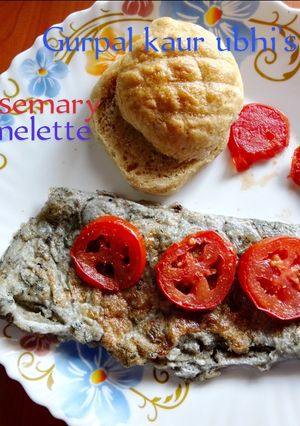 A picture of Rosemary omelette🍷🌻🥚🌿.