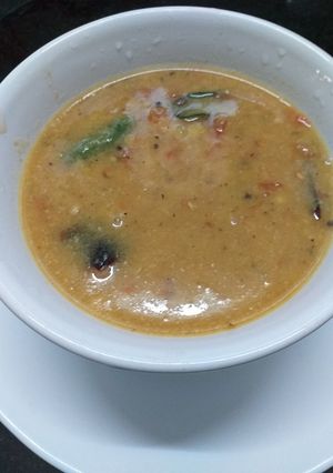 A picture of Coconut Dal Rasam Karnataka Style.
