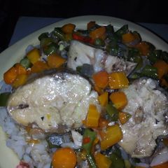 A picture of White rice and Fish Sauce.