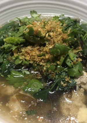 รูปของ ต้มจืดตำลึงหมูสับสาหร่าย(คลีน+ไม่ใส่ชูรส/คนอร์/รสดี)