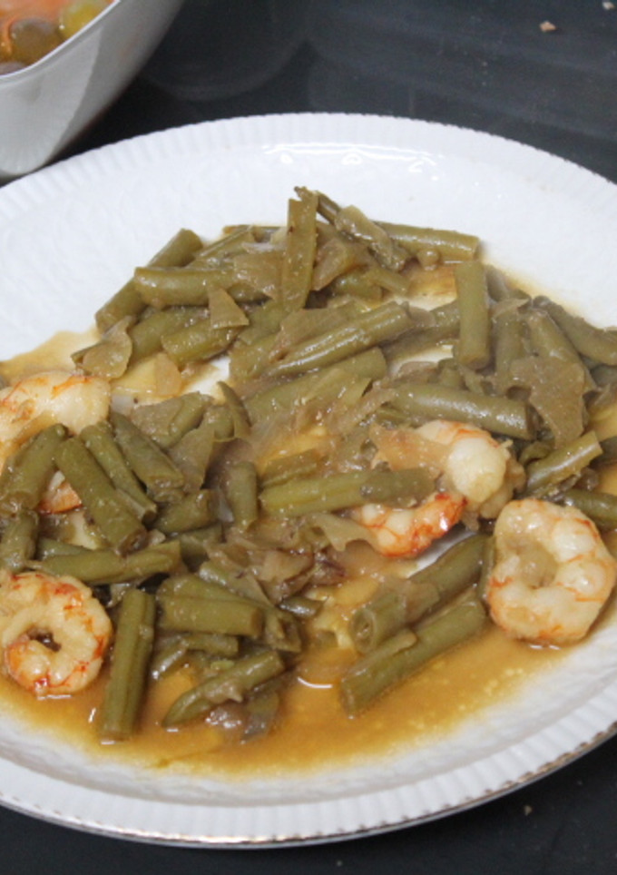 Una foto de Judías verdes con gambas peladas