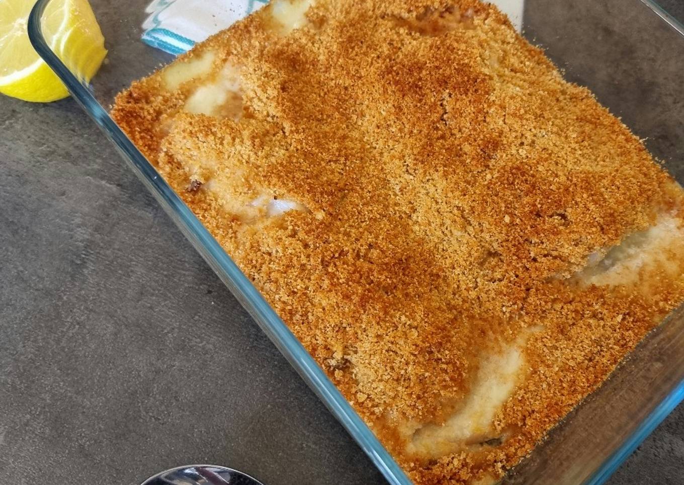 °Crumble de cabillaud au citron et parmesan°
