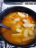Caldo de pollo con verduras y arroz
