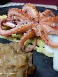 Pulpo a la plancha con puré de patata y mostaza de trufa