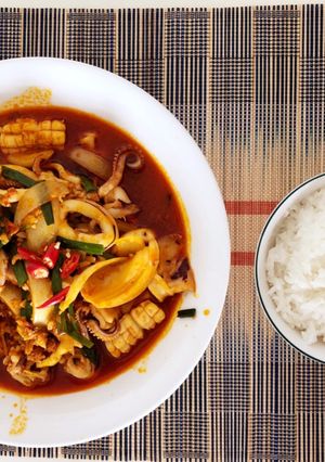 Hình của món Mực xào sate ngon dễ làm.