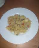 Arroz con bacalao, almejas y garbanzos