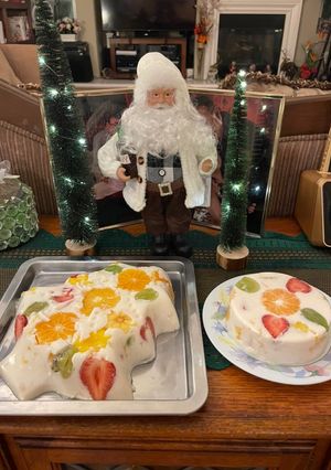 A picture of Fruits Yogurt Cake - Bánh Noel.