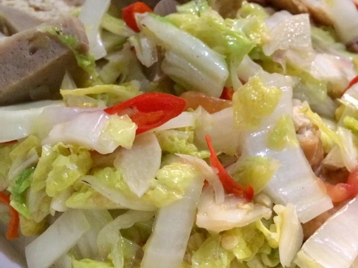 Cara Gampang Membuat Resep Tumisan sawi putih tahu baso yang Lezat Sekali Anti Ribet, Uenak Banget