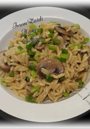 A picture of 🍄🍜🥒Mushroom & Peas Orzotto🍄🍜🥒.