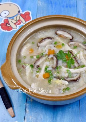 Hình của món Cháo Gà Nồi Cơm Điện.