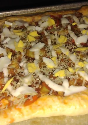 Foto resep Pizza tanpa telur topping udang, brokoli, wortel