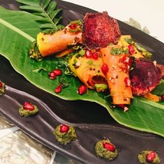 A picture of Stuffed Beetroot pinwheels.
