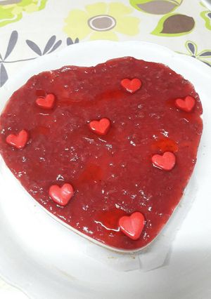 Una foto de Tarta de queso muy romántica