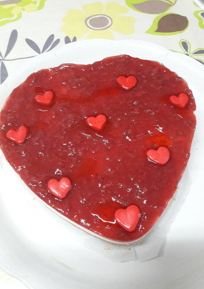 Una foto de Tarta de queso muy romántica