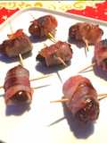 Dátiles rellenos de queso azul envueltos con bacon