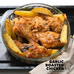 A picture of Ayam Panggang Bumbu Bawang Putih & Paprika | Garlic Roasted Chicken with Bell pepper.