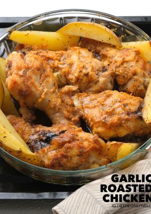 Foto resep Ayam Panggang Bumbu Bawang Putih & Paprika | Garlic Roasted Chicken with Bell pepper