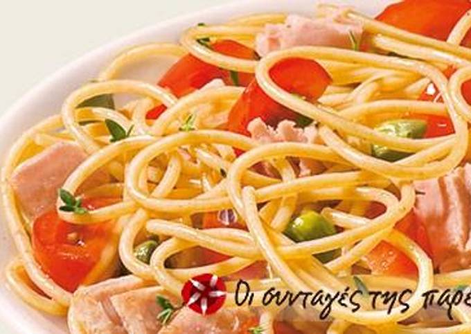 κύρια φωτογραφία συνταγής Barilla Spaghettini ολικής άλεσης με τόνο και τομάτα