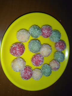 A picture of Coconut Balls OR Coconut Mithaai.