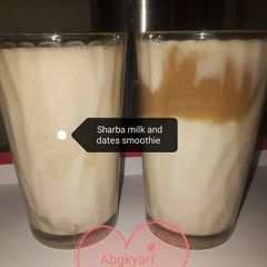 A picture of Sharba milk and dates smoothie 😋.
