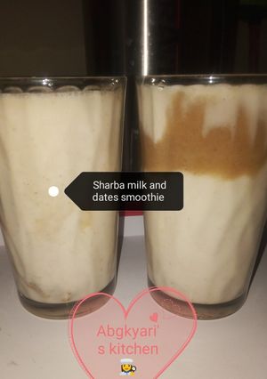 A picture of Sharba milk and dates smoothie 😋.