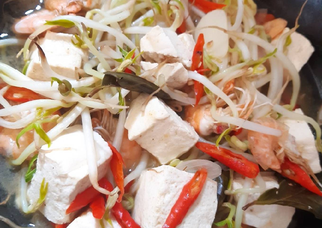 Tumis udang tahu (diet food)