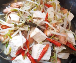 Cara Memasak Cepat Tumis udang tahu (diet food) Sedap