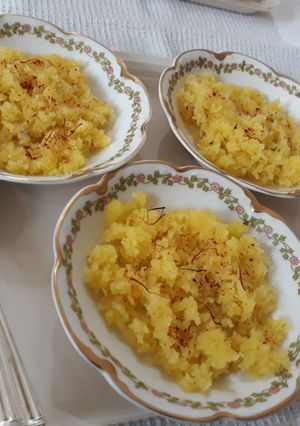 A picture of Keshariya Nariyal Mithai.