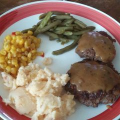 A picture of Hamburger Steak with Gravy.