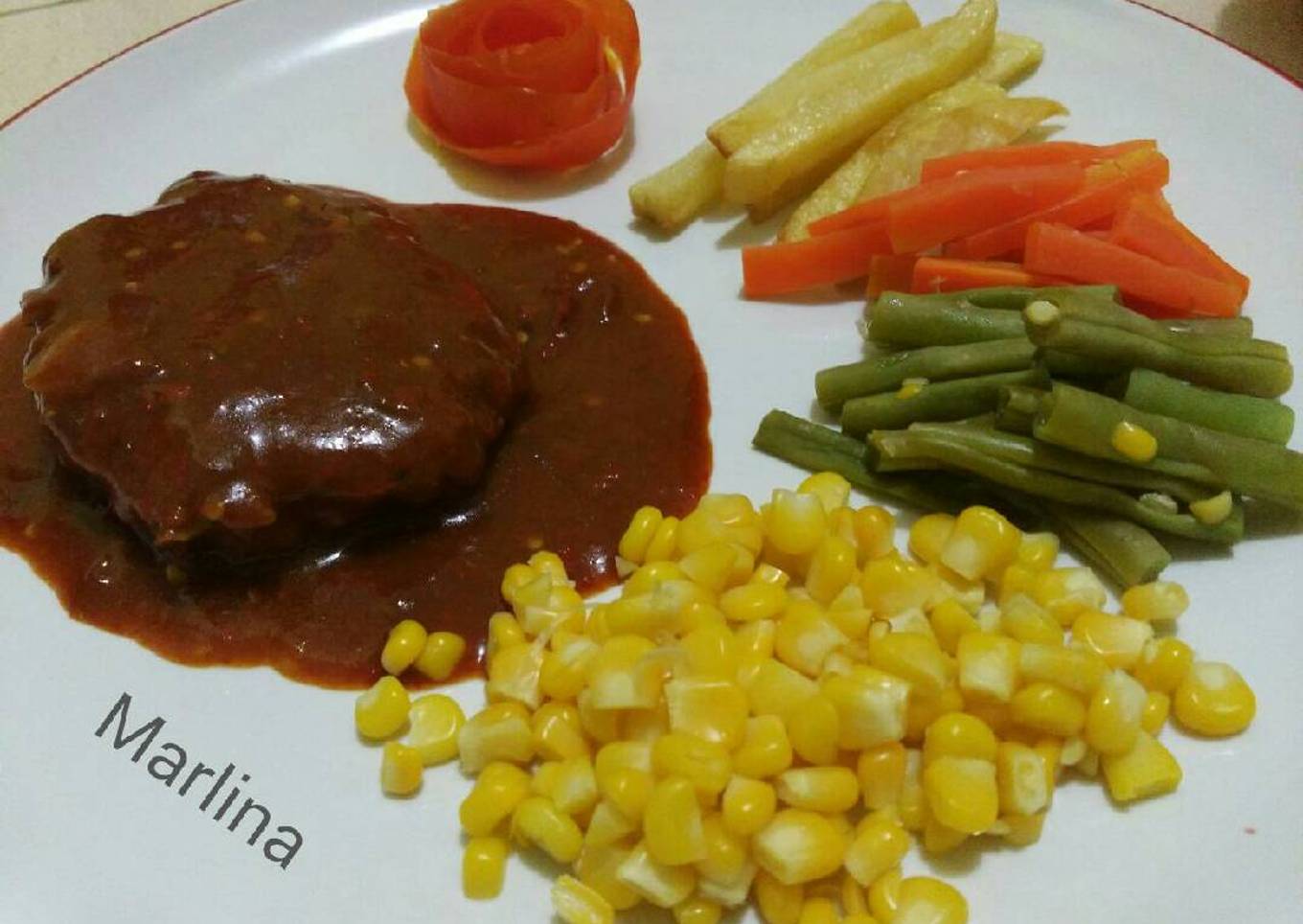 Steak sapi daging cincang pedass, enakk