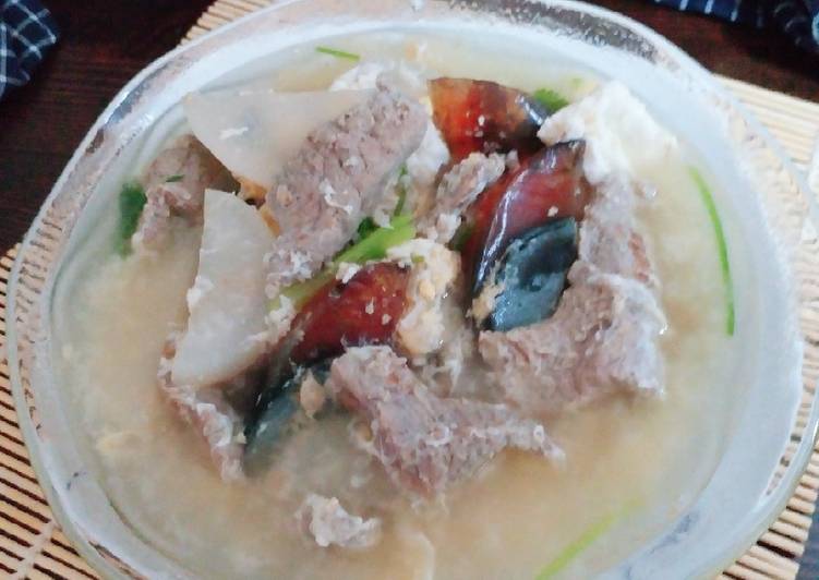 Resep Simple Sup Lobak bersama daging sapi dan telor Asin Anti Gagal