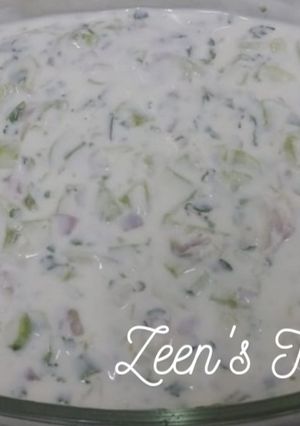 A picture of Cucumber Onion Raita.