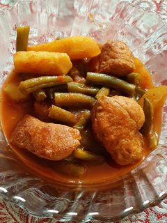 عکسی از دستور خورشت لوبیا سبز با گوشت بوقلمون