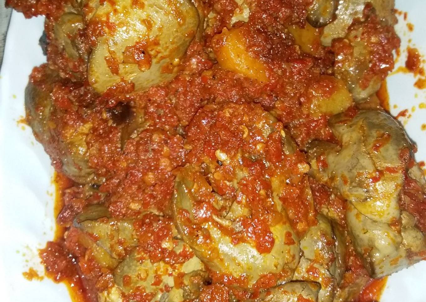 Balado ati ayam dan kentang